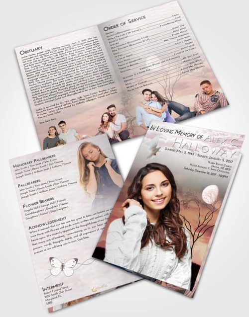 Bifold Order Of Service Obituary Template Brochure Morning Soft Moonlight