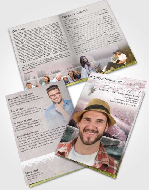 Bifold Order Of Service Obituary Template Brochure Morning Summer Waves