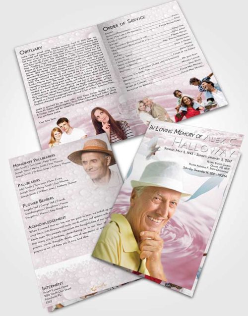 Bifold Order Of Service Obituary Template Brochure Morning Water Droplet