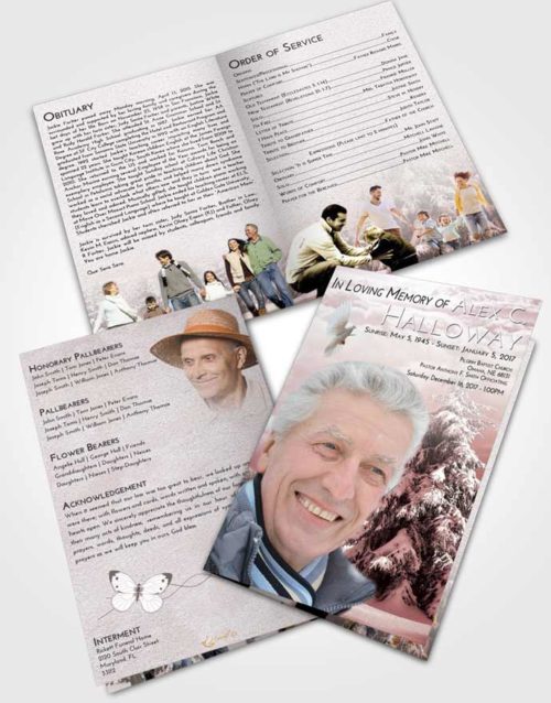 Bifold Order Of Service Obituary Template Brochure Morning Winter Wonderland