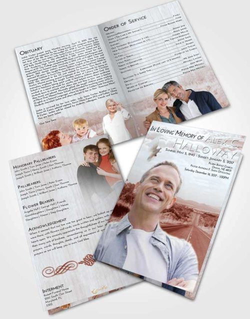 Bifold Order Of Service Obituary Template Brochure Ruby Love Highway Cruise