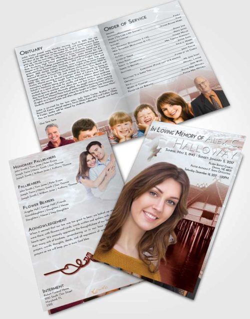 Bifold Order Of Service Obituary Template Brochure Ruby Love Ocean Living