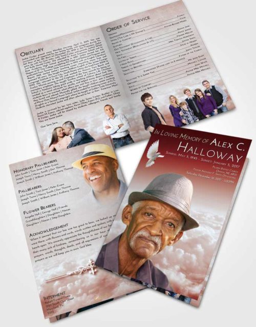 Bifold Order Of Service Obituary Template Brochure Ruby Love Return to the Clouds