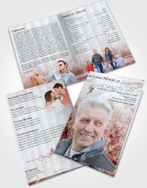 Bifold Order Of Service Obituary Template Brochure Ruby Love Snowy Love