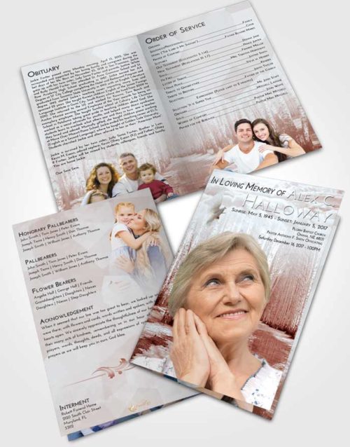 Bifold Order Of Service Obituary Template Brochure Ruby Love Snowy Stream