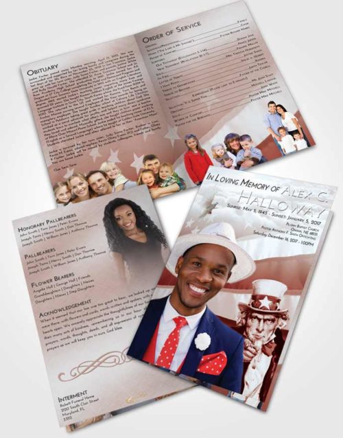 Bifold Order Of Service Obituary Template Brochure Ruby Love Uncle Sam