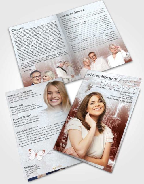 Bifold Order Of Service Obituary Template Brochure Ruby Love Waterfall Breeze