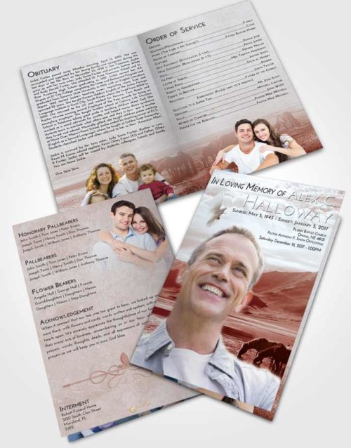 Bifold Order Of Service Obituary Template Brochure Ruby Love Watering Hole