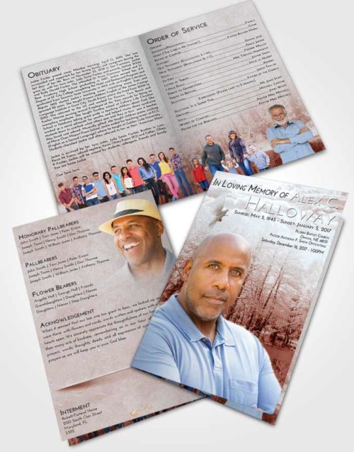 Bifold Order Of Service Obituary Template Brochure Ruby Love Winter Pond