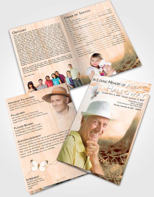 Bifold Order Of Service Obituary Template Brochure Soft Dusk Deep Roots