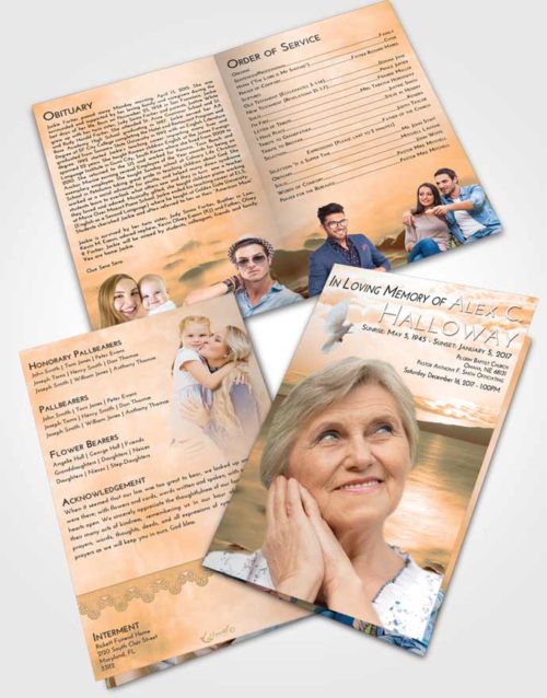 Bifold Order Of Service Obituary Template Brochure Soft Dusk Lake Front