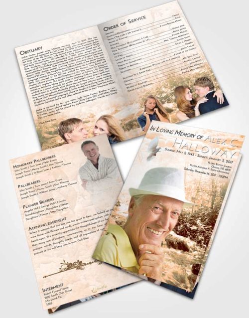 Bifold Order Of Service Obituary Template Brochure Soft Dusk Silver Stream