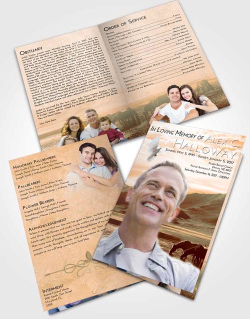 Bifold Order Of Service Obituary Template Brochure Soft Dusk Watering Hole