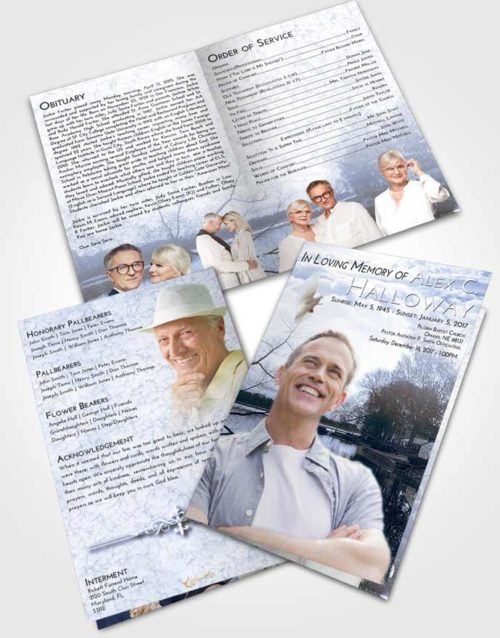 Bifold Order Of Service Obituary Template Brochure Splendid River Reflection
