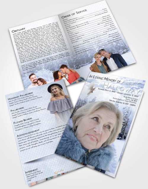 Bifold Order Of Service Obituary Template Brochure Splendid Snow Garden