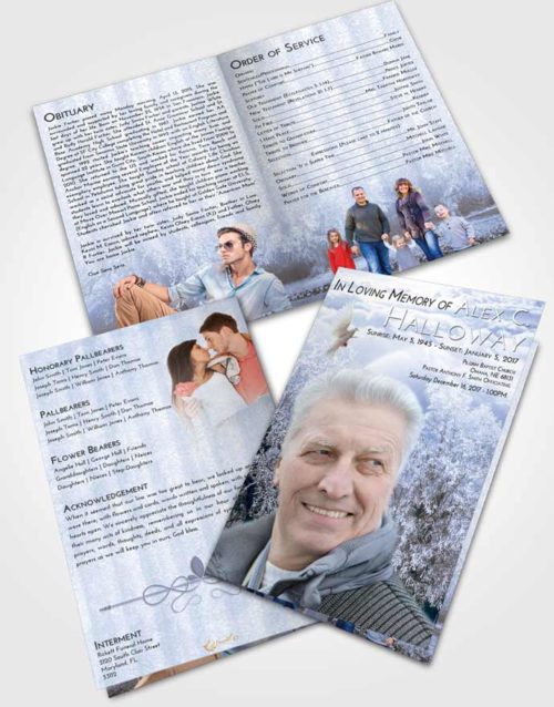 Bifold Order Of Service Obituary Template Brochure Splendid Snowy Love