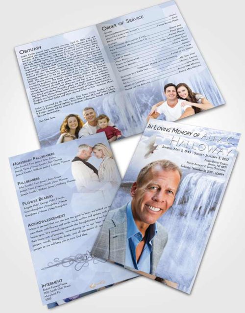 Bifold Order Of Service Obituary Template Brochure Splendid Waterfall Tranquility