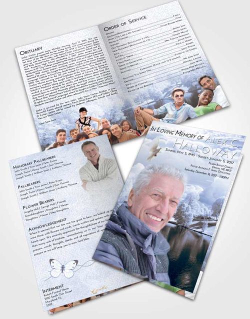Bifold Order Of Service Obituary Template Brochure Splendid White Winter Park