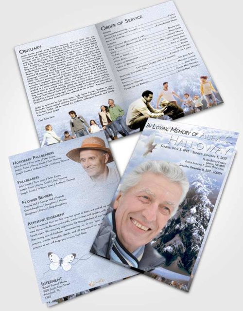 Bifold Order Of Service Obituary Template Brochure Splendid Winter Wonderland
