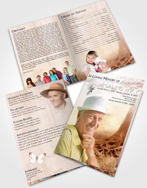 Bifold Order Of Service Obituary Template Brochure Strawberry Love Deep Roots