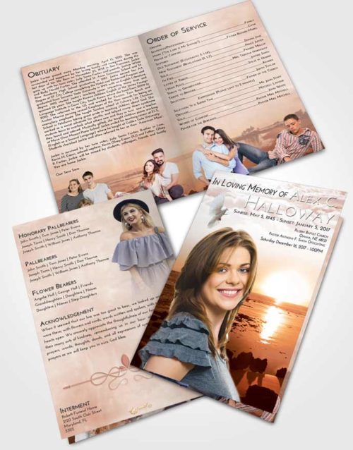 Bifold Order Of Service Obituary Template Brochure Strawberry Love Early Rise