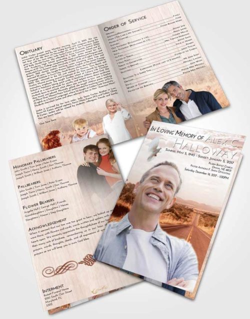 Bifold Order Of Service Obituary Template Brochure Strawberry Love Highway Cruise