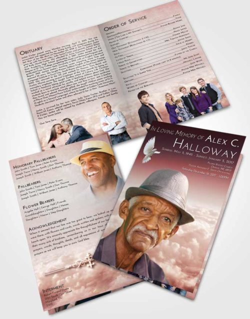 Bifold Order Of Service Obituary Template Brochure Strawberry Love Return to the Clouds