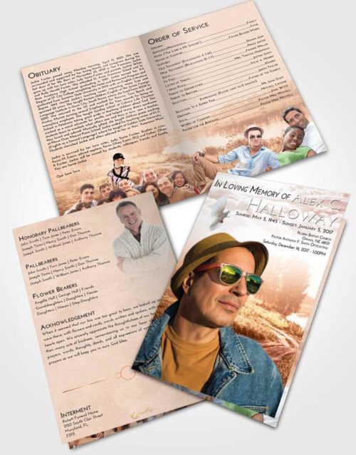 Bifold Order Of Service Obituary Template Brochure Strawberry Love Summer Drive