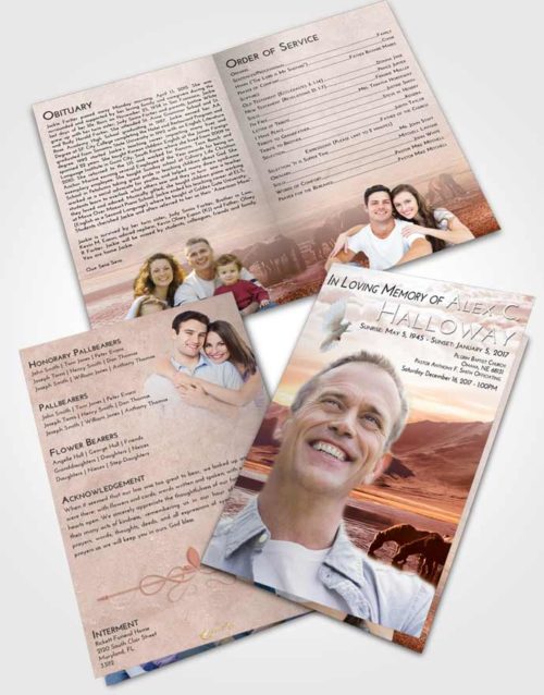 Bifold Order Of Service Obituary Template Brochure Strawberry Love Watering Hole