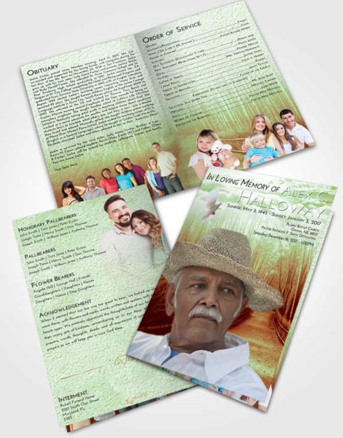 Bifold Order Of Service Obituary Template Brochure Strawberry Mist Bamboo Forest