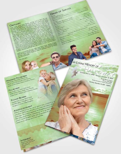 Bifold Order Of Service Obituary Template Brochure Strawberry Mist Lake Front
