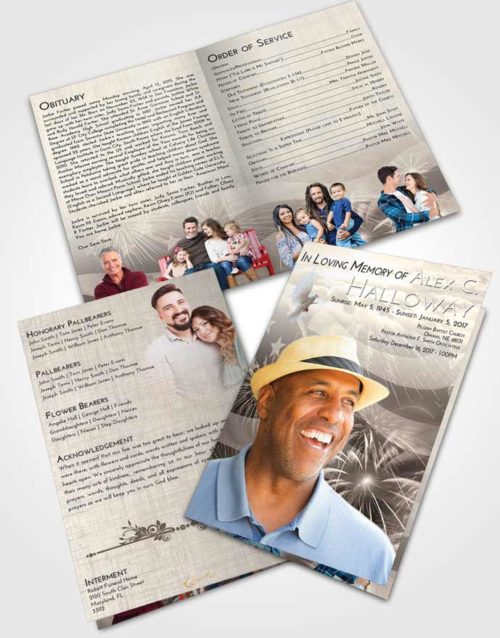 Bifold Order Of Service Obituary Template Brochure Tranquil American Patriot