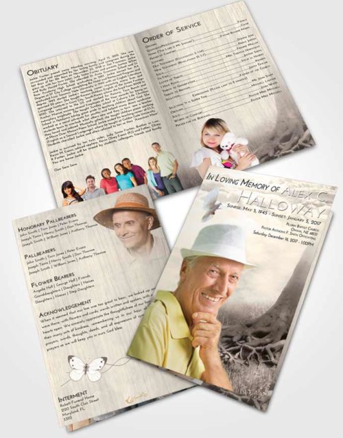 Bifold Order Of Service Obituary Template Brochure Tranquil Deep Roots