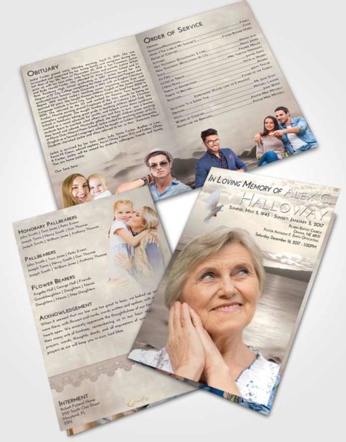 Bifold Order Of Service Obituary Template Brochure Tranquil Lake Front