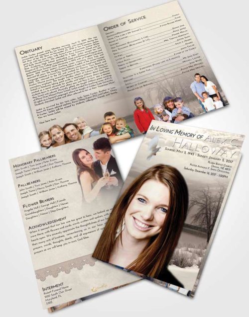 Bifold Order Of Service Obituary Template Brochure Tranquil Lovely Lake