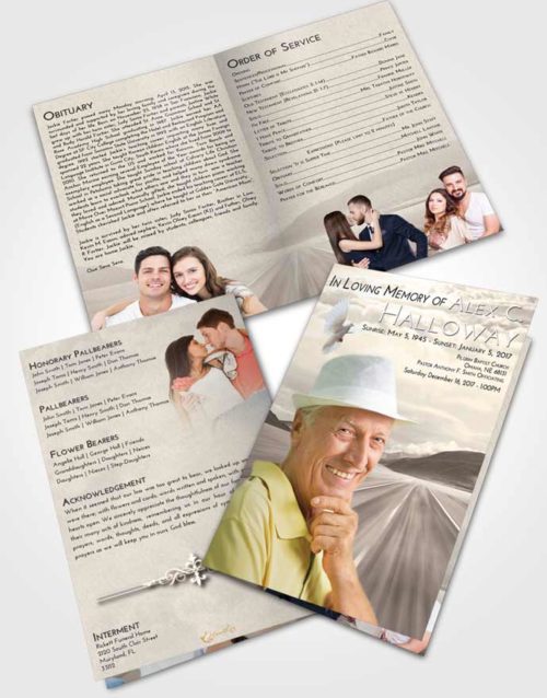 Bifold Order Of Service Obituary Template Brochure Tranquil Morning Highway