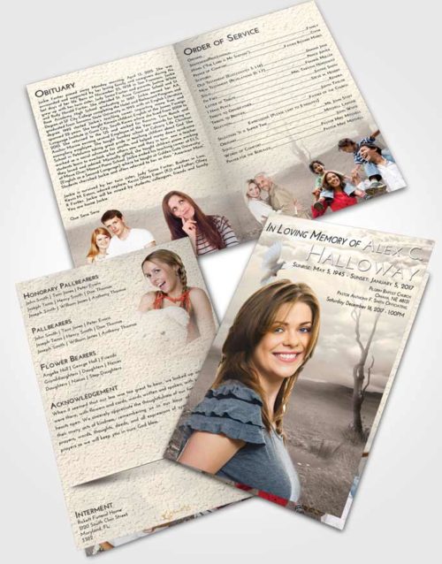 Bifold Order Of Service Obituary Template Brochure Tranquil Peaceful Fall