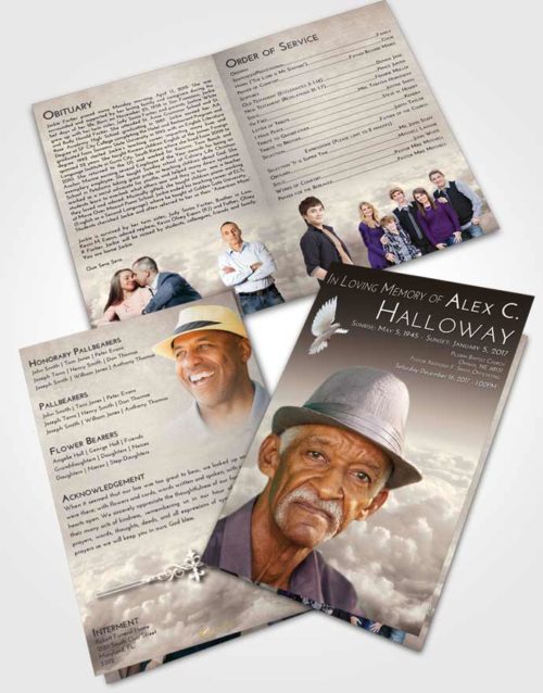 Bifold Order Of Service Obituary Template Brochure Tranquil Return to the Clouds