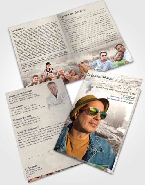Bifold Order Of Service Obituary Template Brochure Tranquil Summer Drive