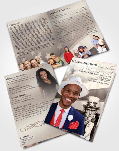 Bifold Order Of Service Obituary Template Brochure Tranquil Uncle Sam