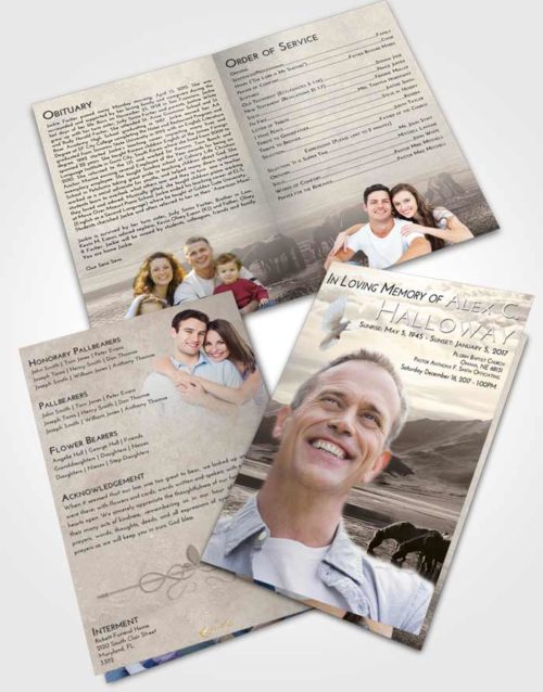 Bifold Order Of Service Obituary Template Brochure Tranquil Watering Hole