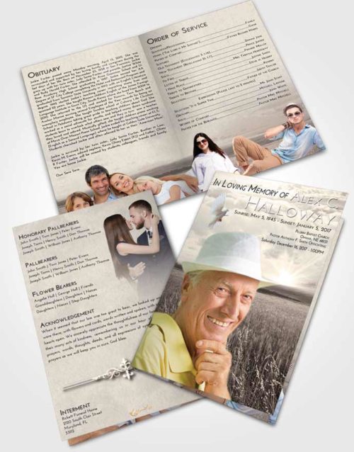 Bifold Order Of Service Obituary Template Brochure Tranquil Wheat Fields