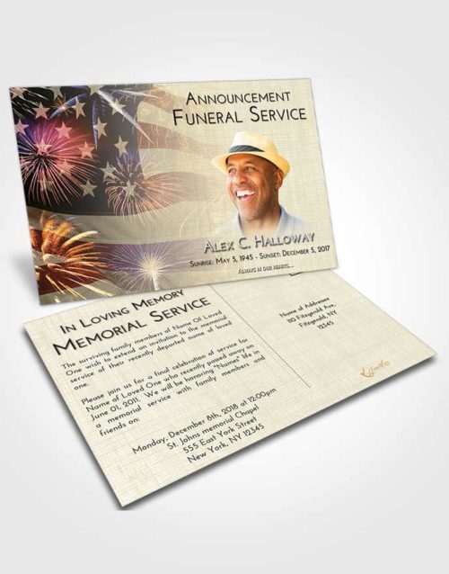 Funeral Announcement Card Template At Dusk American Patriot