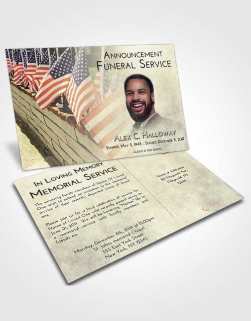Funeral Announcement Card Template At Dusk American Victory