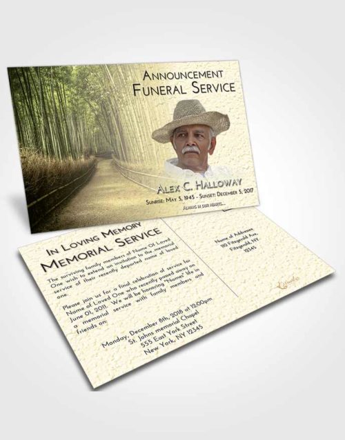 Funeral Announcement Card Template At Dusk Bamboo Forest