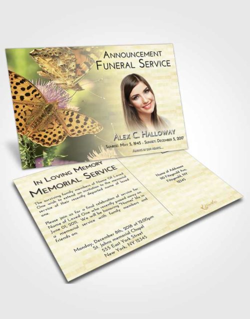Funeral Announcement Card Template At Dusk Butterfly Peace