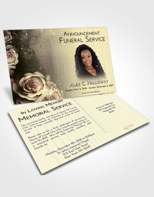 Funeral Announcement Card Template At Dusk Flowering Garden