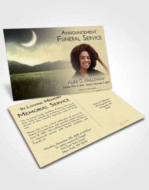 Funeral Announcement Card Template At Dusk Graceful Mountains