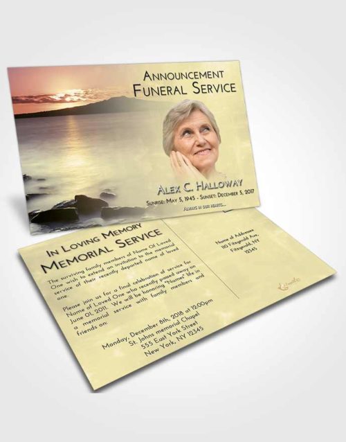 Funeral Announcement Card Template At Dusk Lake Front