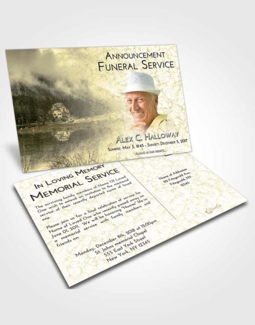 Funeral Announcement Card Template At Dusk Lake House